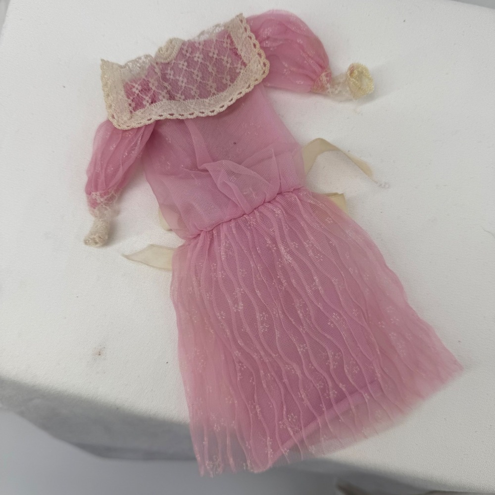 Vintage 1980 Heart Family Mom's Pink Doll Dress Only Lace Trim